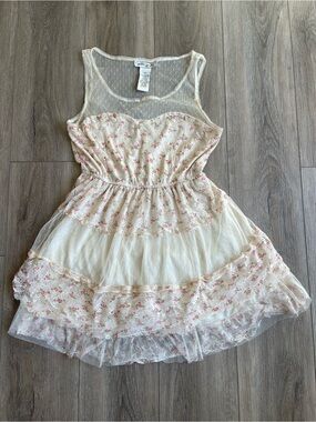 Ultra Pink Ivory Floral Lace Boho Chic Coastal Cowgirl Dress Halloween Fairy